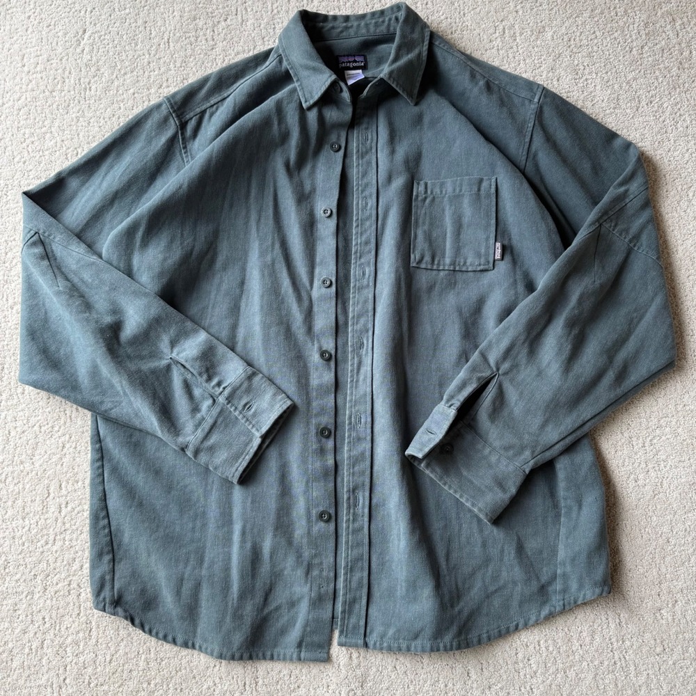 Patagonia‎ Caballero Hemp Blend Shirt Y2K Long Sleeve Casual Mens XL 53065